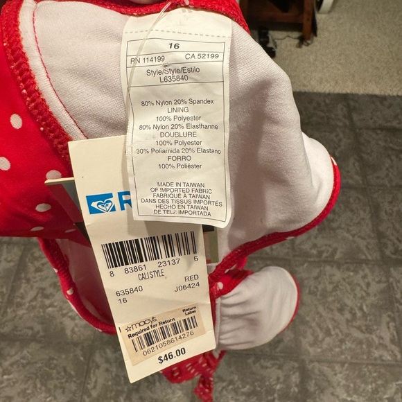 Roxy Girl's Two-Piece Red White Polka Dot Bikini Set Bathing Suit Swim Wear 16 - Picture 5 of 5